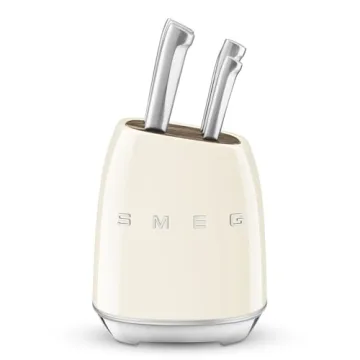 Smeg Cream Stainless Steel Knife Block Set – Perfect for Chefs and Home Cooks