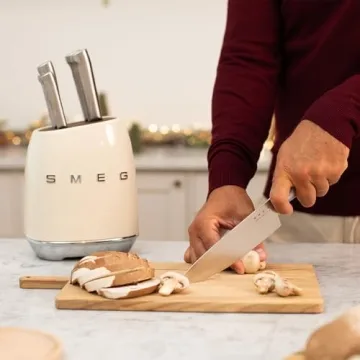 Smeg Cream Stainless Steel Knife Block Set for Cooking