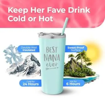 SassyCups Best Nana Ever Insulated Tumbler Cup with Straw and Lid - Grandparent Coffee Mug - World's Best Nana Gift From Grandkids for Birthday - New Nana Tumbler - Grandma, Nana Gifts