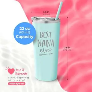SassyCups Best Nana Ever Insulated Tumbler Cup with Straw and Lid - Grandparent Coffee Mug - World's Best Nana Gift From Grandkids for Birthday - New Nana Tumbler - Grandma, Nana Gifts
