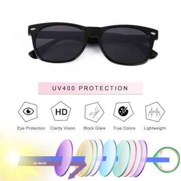 Aofalbe Kids Sunglasses, Sunglasses for Girls Boys, Mirrored Sunglasses for Toddler Children UV400 Black