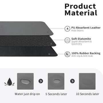 HotLive Dish Drying Mat for Kitchen Counter, Heat Resistant Drainer Mats with Non-slip Rubber Backed...