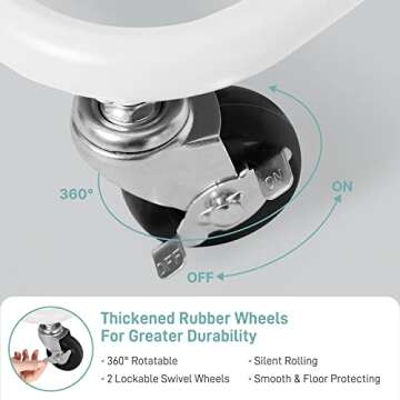 E&D FURNITURE 3 Tier Rolling Storage Cart with Wheels, White, Sturdy, Waterproof, Adjustable, Multipurpose, Organization, Office, Kitchen, Bedroom, Bathroom, Garage, Kids Art Cart