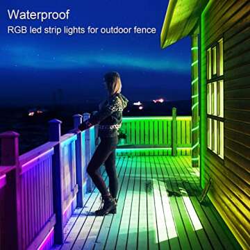 AILBTON 100ft Outdoor LED Strip Lights Waterproof,IP68 Outside Led Light Strips Waterproof with Bluetooth App Remote Control,Music Sync RGB Exterior Led Rope Lights,for Balcony,Deck,Roof,Garden,Pool
