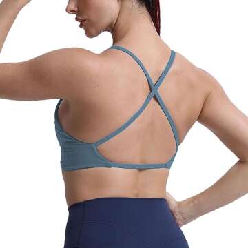 Aoxjox Women's Sienna Low Impact Sports Bra in Steel Blue
