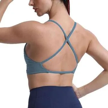 Aoxjox Women's Sienna Low Impact Sports Bra in Steel Blue