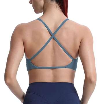 Aoxjox Women's Sienna Low Impact Sports Bra in Steel Blue
