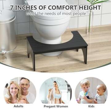 PheeHong Bamboo Toilet Stool for Better Bathroom Comfort