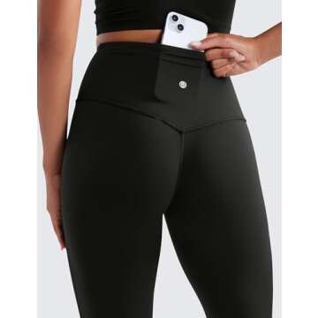 CRZ YOGA Butterluxe High Waist Mini Flared Leggings for Women 31.5" - Bootcut Yoga Pants with Pocket Casual Lounge Comfy Black Large