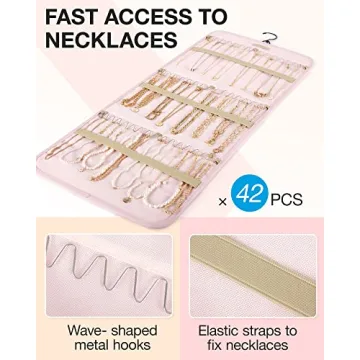 BAGSMART Double-Sided Jewelry Organizer with Hanger - Pink