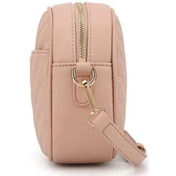 lola mae Quilted Crossbody Bag, Medium Lightweight Shoulder Purse Top Zipper Tassel Accent Blush Bag (BLUSH LM706V)