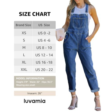 luvamia Women's Casual Adjustable Denim Bib Overalls
