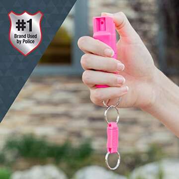 SABRE Campus Safety Pepper Gel with Quick Release Key Ring, 25 Bursts, 12-Foot (4-Meter) Range, Gel is Safer, Ergonomic Finger Grip