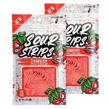 Sour Strips Watermelon Flavored Candy | 12 Soft Sour Candy Belts