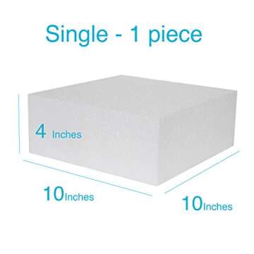 Silverlake Professional Craft Foam Block - American-Made Hard Foam - 10x10x4 EPS Block for Sculpting, Modeling & Display Projects