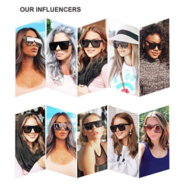 SOJOS Square Big Sunglasses Women Thick Frame Flat Top Mirrored Sunnies Shades Goggle Siamese Lens SJ2117 with Crystal Brown Frame/Gradient Brown Lens