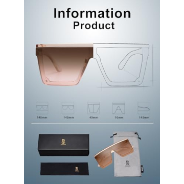 SOJOS Square Big Sunglasses Women Thick Frame Flat Top Mirrored Sunnies Shades Goggle Siamese Lens SJ2117 with Crystal Brown Frame/Gradient Brown Lens