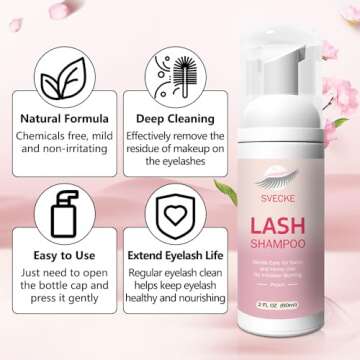 SVECKE Lash Shampoo Kit for Eyelash Extension, Eyelash Shampoo 2 fl.oz / 60ml, Eyelash Extension Cle...