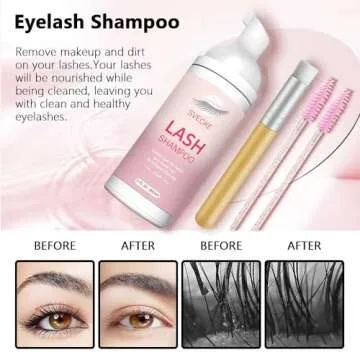 SVECKE Lash Shampoo Kit for Eyelash Extension, Eyelash Shampoo 2 fl.oz / 60ml, Eyelash Extension Cleanser, Lash Eyelid Foam Cleaning Kit for Salon Use and Home Use (Peach)