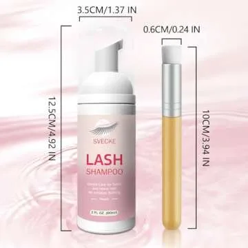 SVECKE Lash Shampoo Kit for Eyelash Extension, Eyelash Shampoo 2 fl.oz / 60ml, Eyelash Extension Cleanser, Lash Eyelid Foam Cleaning Kit for Salon Use and Home Use (Peach)