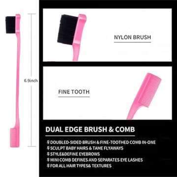 8-Piece Hair Comb Set for Women - Edge Brush & Clips Included