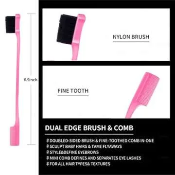 8-Piece Hair Comb Set for Women - Edge Brush & Clips Included