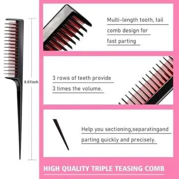 8-Piece Hair Comb Set for Women - Edge Brush & Clips Included