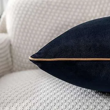 PANOD Patchwork Black Silk-Like Velvet Throw Pillow Cover with Gold Striped Leather Cushion Case Modern Luxury Square Pillowcase for Sofa Couch Bedroom Living Room Home,24x24 inch