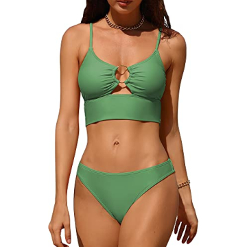 Charmo Sexy Bikini Cute O-Ring Two Piece Swimwear Light Green