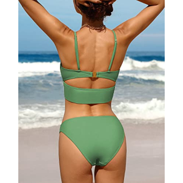 Charmo Sexy Bikini Cute O-Ring Two Piece Swimwear Light Green