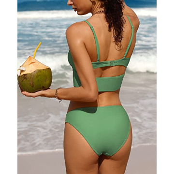 Charmo Sexy Bikini Cute O-Ring Two Piece Swimwear Light Green