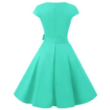 MUADRESS 1960 Women's Retro 1950s Cap Sleeve Vintage Rockabilly Cocktail Swing Dress Tiffany XX-Large