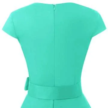 MUADRESS 1960 Women's Retro 1950s Cap Sleeve Vintage Rockabilly Cocktail Swing Dress Tiffany XX-Large