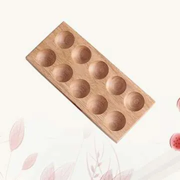 Cabilock Refrigerator Egg Holder Wood Egg Trays 10 Grid Stackable Wooden Egg Holder Egg Rack Carton Storage Container for Freezer Kitchen Countertops Cabinets Fridge Egg Holder