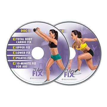 Beachbody 21 Day Fix & 21 Day Fix Extreme - Workout Accessories + Fitness DVDs Bundle, Body Weight Home Workout Planner & Video Guide, Meal Plan and Portion Control Containers Included