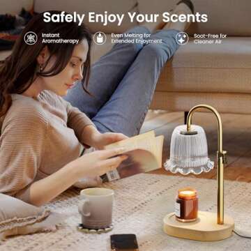 Candle Warmer Lamp with Timer Adjustable Height Candle Lamp Warmer 4 Level Dimmer Electric Wax Warme...