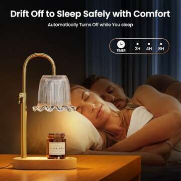 Candle Warmer Lamp with Timer Adjustable Height Candle Lamp Warmer 4 Level Dimmer Electric Wax Warmer Vintage Home Decor for Scented Jar Candles House Warming & Birthday Gifts for Women