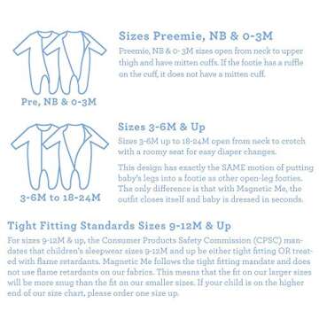 Magnetic Me Footie Pajamas Soft Modal Baby Sleepwear Quick Magnetic Fastener Sleeper Acadia Blue 3-6 Months