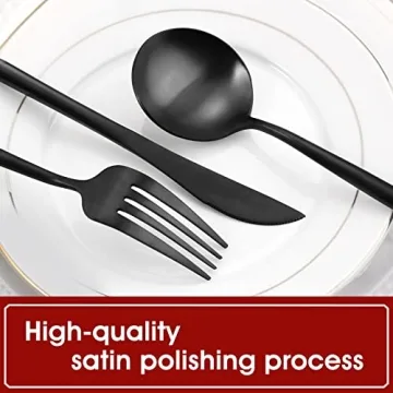 Elegant VANVRO Matte Black Silverware Set for 8