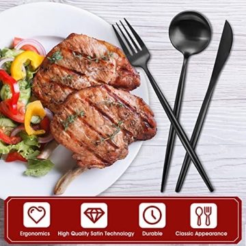 Elegant VANVRO Matte Black Silverware Set for 8