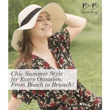 Foldable Beach Hats for Women-Floppy Sun Hats for Women,Roll up Straw Hats for Women,Summer Vacation Hats&Beach Wide Brim Hat Hello Sunshine