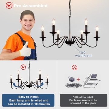 Depuley Black Candle Chandelier for Stylish Dining Rooms