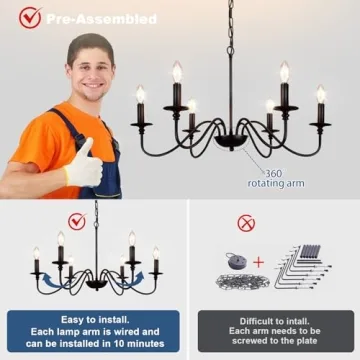 Depuley Black Candle Chandelier for Stylish Dining Rooms