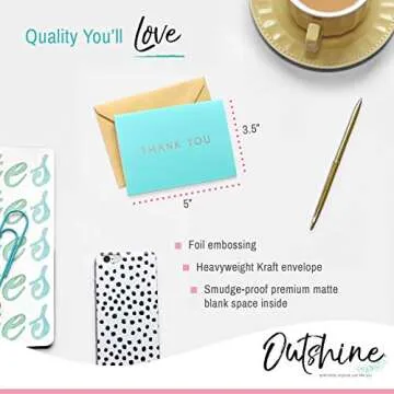 100ct Thank You Notes Foil