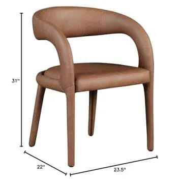 Meridian Furniture 987Brown-C Sylvester Collection Modern | Contemporary Vegan Leather Upholstered Dining Chair with Rounded Back, 23.5" W x 22" D x 31" H, Brown