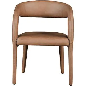 Meridian Furniture 987Brown-C Sylvester Collection Modern | Contemporary Vegan Leather Upholstered Dining Chair with Rounded Back, 23.5" W x 22" D x 31" H, Brown