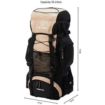 TETON Sports 55L Internal Frame Backpack - Adventure Ready