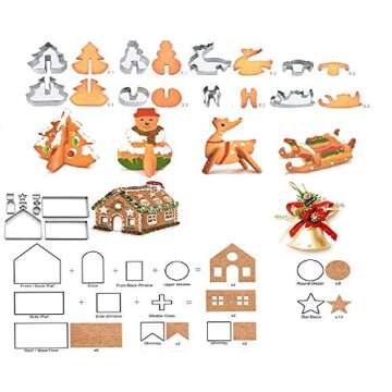 Joinor 18PCS/Set DIY Stainless Steel Christmas Series Cookie Cutter 3D Gingerbread house Biscuit Mold Fondant Cake Decorating Tools