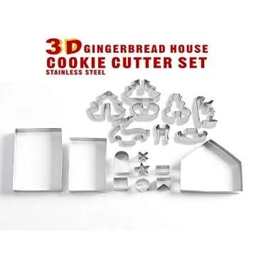Joinor 18PCS/Set DIY Stainless Steel Christmas Series Cookie Cutter 3D Gingerbread house Biscuit Mold Fondant Cake Decorating Tools