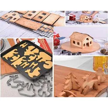 Joinor 18PCS/Set DIY Stainless Steel Christmas Series Cookie Cutter 3D Gingerbread house Biscuit Mold Fondant Cake Decorating Tools